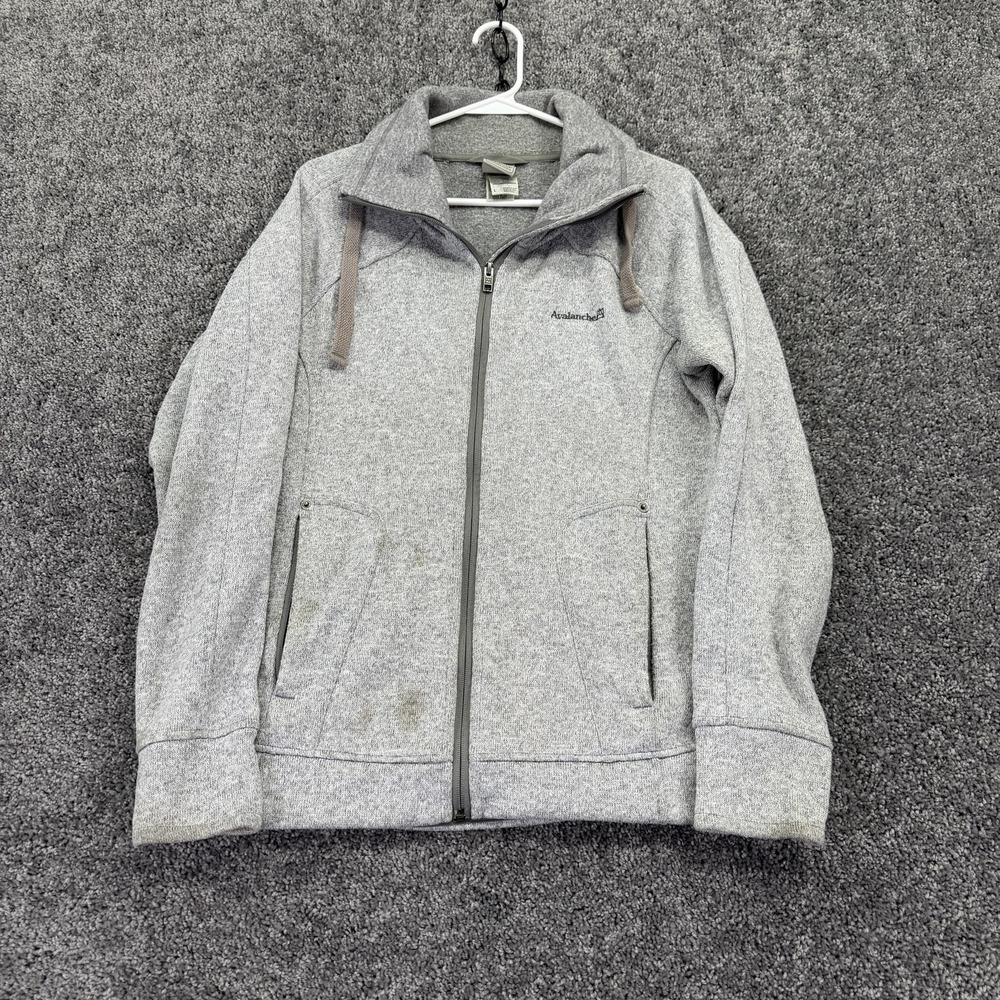Avalanche Jacket Womens Large Gray Fleece Full Zip Thumbhole Pockets Outdoor